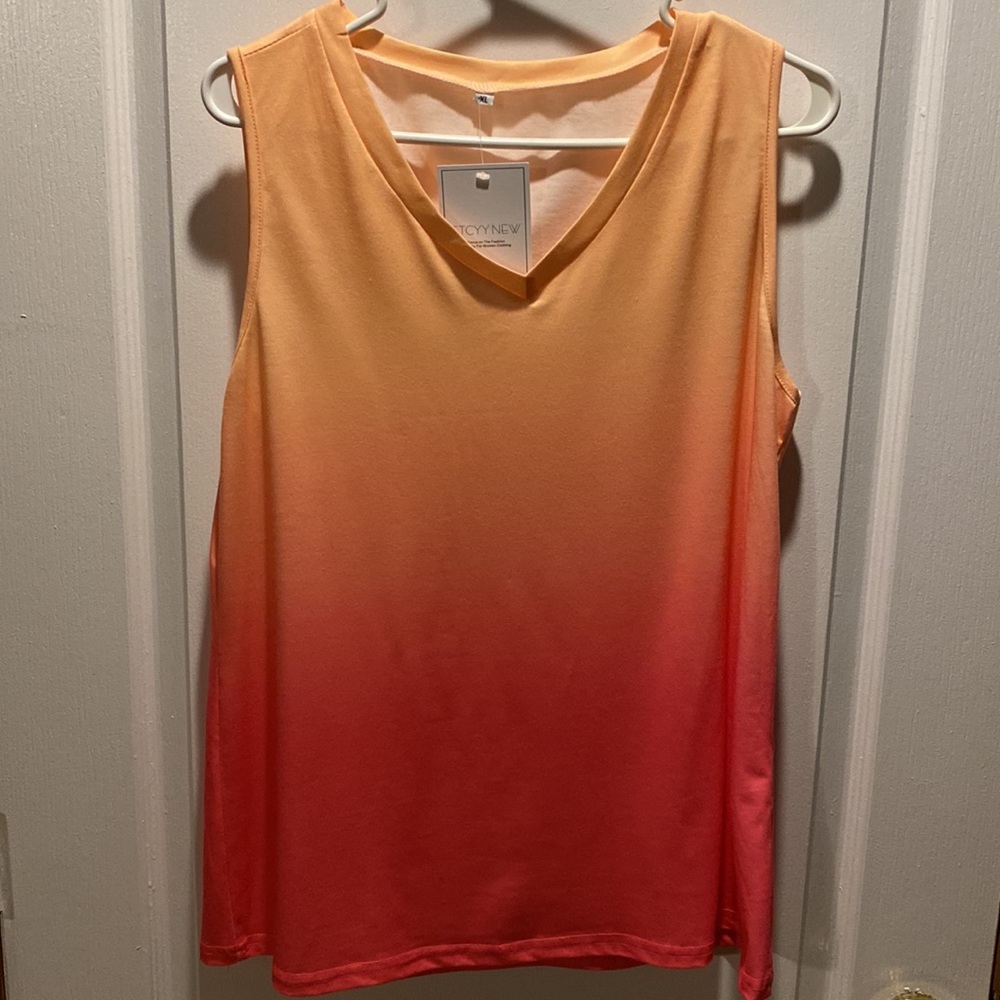 Women's Ombre Tank Top - Orange and Pink